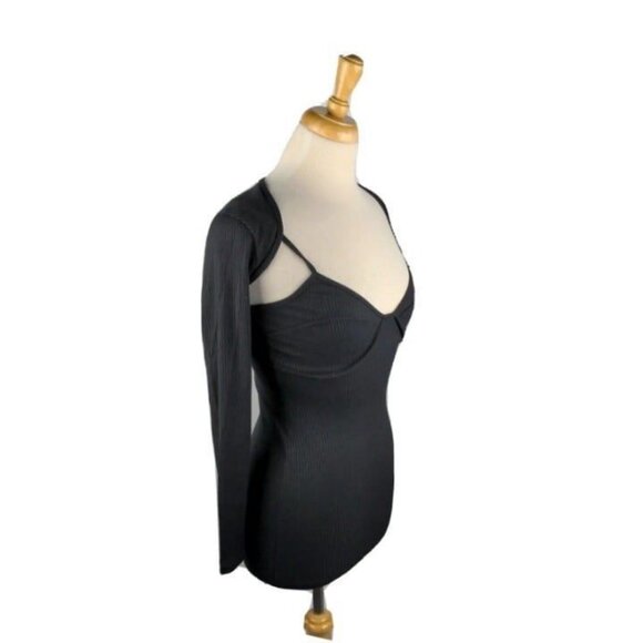 NEW! Astr The Label Womens Bustier Dress Shrug Set Black Ribbed Size XS - Picture 10 of 10